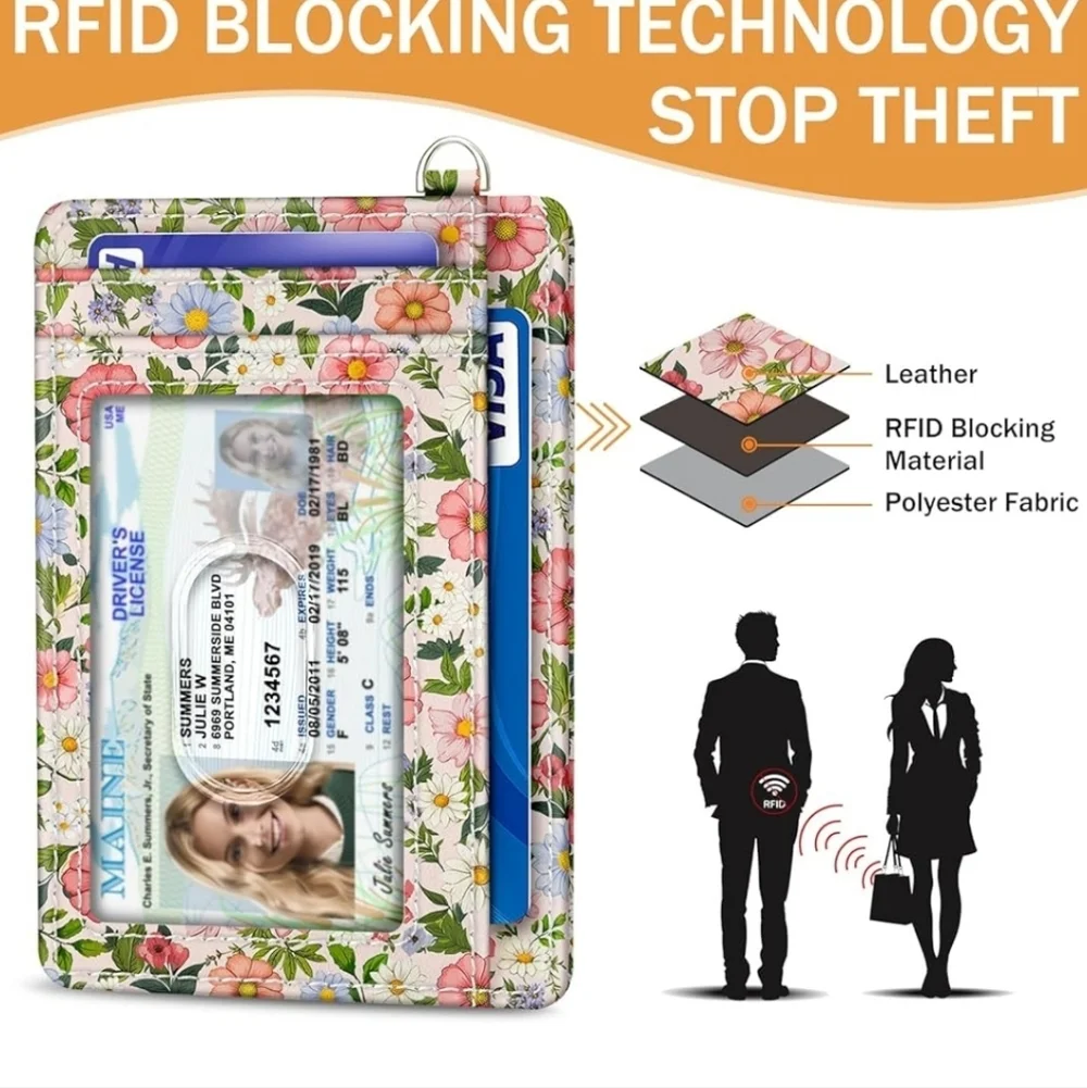 Floral Card Holder with ID Window